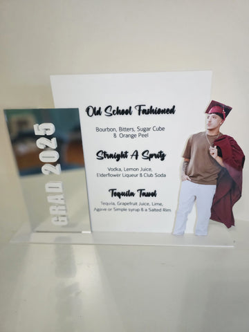 Graduation Acrylic Bar Menu Sign