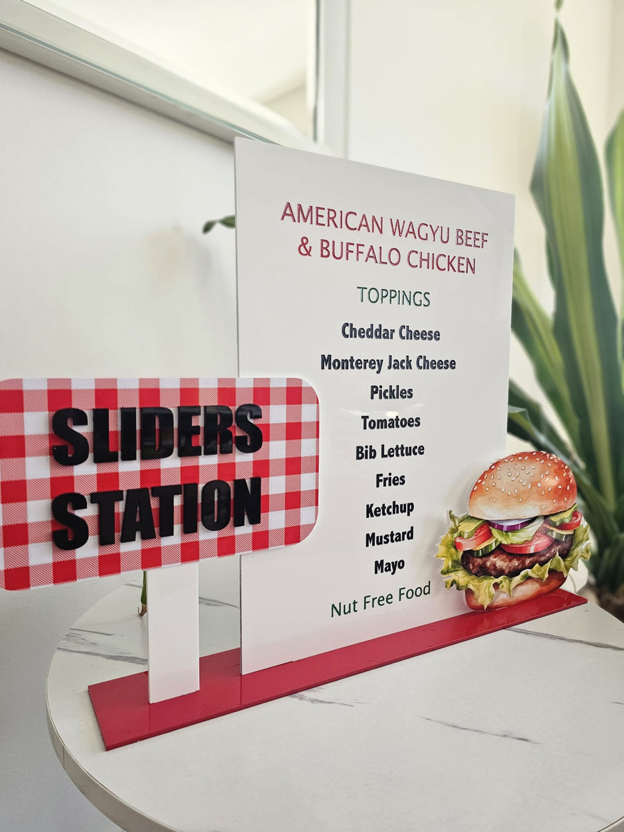 Acrylic Food Menu Sign – BBQ Station – Funfetti Events & Designs