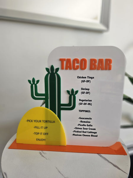 Acrylic Food Menu Sign – Taco Bar Edition