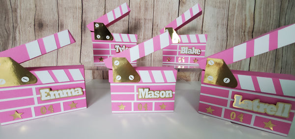 Movie Night Clapboard - Favor Box - Minimum 12 Boxes