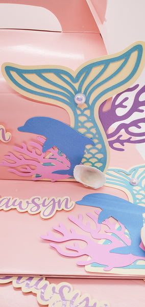 Pink Mermaid Tail - Favor Box - The Price is for 12 Boxes