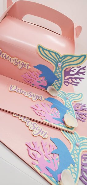 Pink Mermaid Tail - Favor Box - The Price is for 12 Boxes