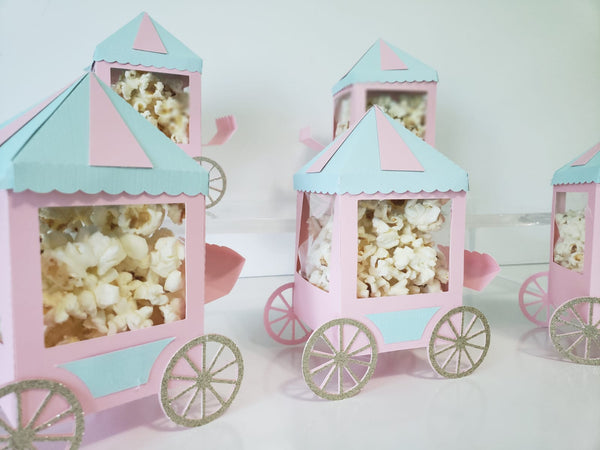 Popcorn Cart - Favor Boxes - Minimum 12 Boxes
